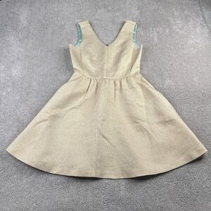 Vineyard Vines Dress Women 2 Gold Jacquard Short Cocktail Sleeveless Fully Lined